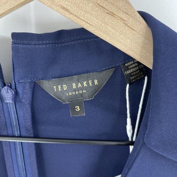 Ted Baker Flan Belted Long Sleeve Utility Jumpsuit in Navy -SZ 3 US 8 - Picture 4 of 7